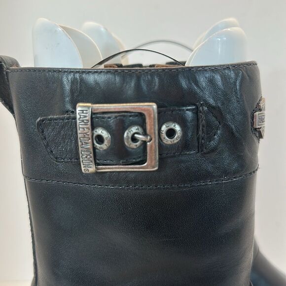 HARLEY-DAVIDSON Vintage Y2K Black Leather Moto Boots Women's 7 HARLEY DAVIDSON - Picture 5 of 13